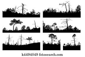 vector silhouettes tree on white background vector silhouettes tree on white background