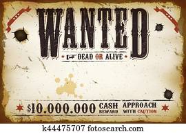 Wanted Vintage Western Poster Wanted Vintage Western Poster