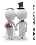 3d, קטן, אנשים, -, חתונה