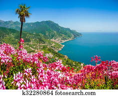-Dachfenster Italien Meer Strand Berge xxl 10389 VLIES Fototapete-AMALFI-KÜSTE-