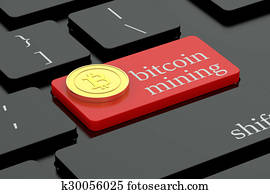 Bitcoin mining concept on keyboard button Bitcoin mining concept on keyboard button