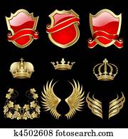 Set of heraldic elements