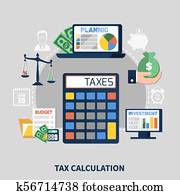 steuer, berechnung, flache, zusammensetzung