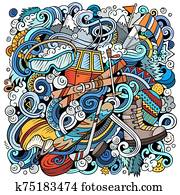 Winter Sports doodles illustration. Ski resort poster design Winter Sports doodles illustration. Ski resort poster design