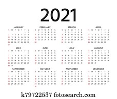2021 Calendar. Vector illustration. Template year planner. 2021 Calendar. Vector illustration. Template year planner.