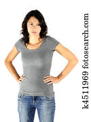 enojado, persona, mujer