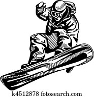 esquiando, &, snowboarding