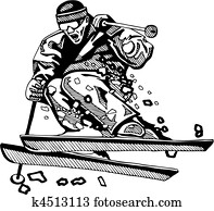 esquiando, &, snowboarding