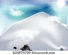 Mountain with clouds in sunny day Mountain with clouds in sunny day