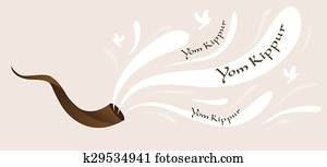 shofar,, horn,, של, יום כיפור, ל, ישראלי, ו, חופשה יהודית