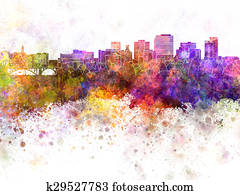 Spokane skyline in watercolor background Spokane skyline in watercolor background