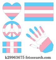 Transgender pride design elements.