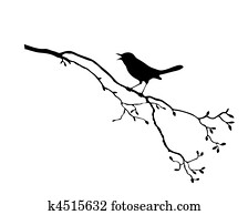 vector silhouette of the bird on branch tree vector silhouette of the bird on branch tree