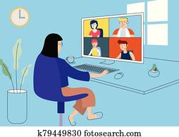 עבודה מבית, דוגמה, vector.