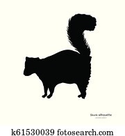 שחור, צללית, של, skunk., הפרד, דמות בלבנה, רקע., בעל חיים, של, צפון אמריקה