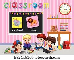 Children working in the classroom Children working in the classroom