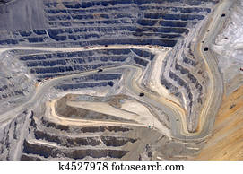 Close-up of Bingham Kennecott Copper Mine Open Pit Excavation