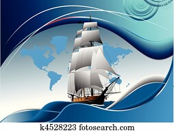 Cover for brochure with old sailing vessel Cover for brochure with old sailing vessel
