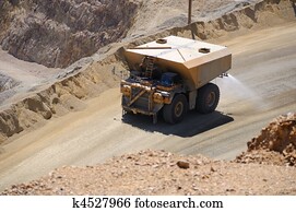 Giant Water Truck Supressing Dust at Copper Mine