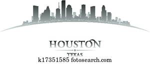 houston, texas, stadt skyline, silhouette, wei?er hintergrund houston, texas, stadt skyline, silhouette, wei?er hintergrund
