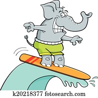 karikatur, surfen, elefant karikatur, surfen, elefant