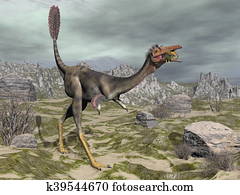 Mononykus dinosaur in the desert - 3D render Mononykus dinosaur in the desert - 3D render