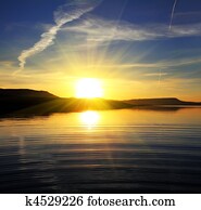 morning lake landscape with sunrise