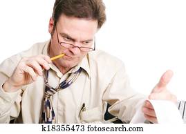 obchodník, nebo, účetní, běel, číslice