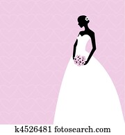Pink card with bride Pink card with bride