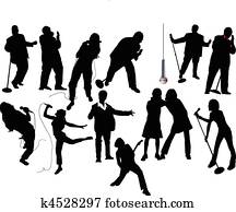 Thirteen singer silhouettes. Vecto Thirteen singer silhouettes. Vecto