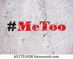 Trending hashtag Metoo on concrete wall Trending hashtag Metoo on concrete wall