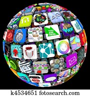 Apps in Sphere Pattern - World of Mobile Applications