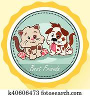 Dog And Cat Best Friends Poster