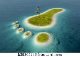Eco footprint shaped island Eco footprint shaped island