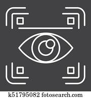 Eye scan line icon, security and iris scanner