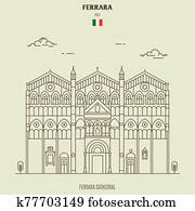 ferrara, cathedral,, italy., ציון דרך, איקון