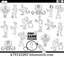 find two same athlete characters color book page find two same athlete characters color book page