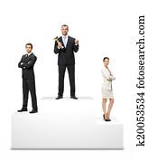 forretningsfolk, på, det, podium