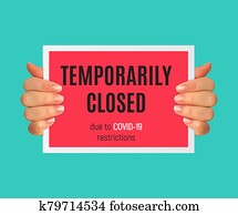 Information warning temporarily closed sign of coronavirus news. Illustration Information warning temporarily closed sign of coronavirus news. Illustration