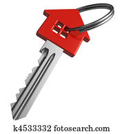 Red house-shape key Red house-shape key