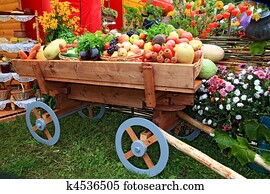 vegetables in cart on fair vegetables in cart on fair