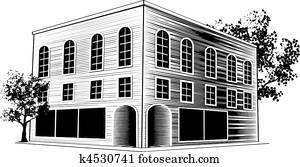 Woodcut Building