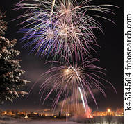 ártico, solstício, fogos artifício