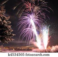 ártico, solstício, fogos artifício