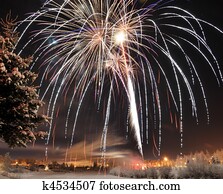 ártico, solstício, fogos artifício