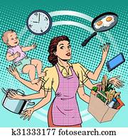 בעלת בית, עבודה, זמן, משפחה, הצלחה, אישה