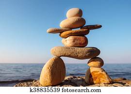 Inukshuk on seashore