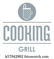 Meat cooking logo, simple gray style Meat cooking logo, simple gray style