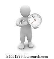 Man and clock. 3d rendered illustration. Man and clock. 3d rendered illustration.