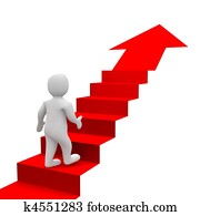 Man and red stairs. 3d rendered illustration. Man and red stairs. 3d rendered illustration.